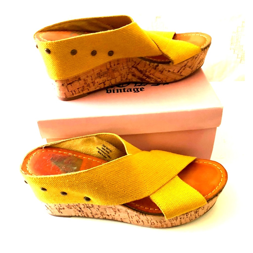 Crown Vintage elastic platform wedges